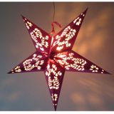 Kerstversiering roze kerststerren 60 cm inclusief zwarte lichtkabel