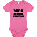 Born in Amsterdam tekst baby rompertje roze meisjes - Kraamcadeau - Amsterdam geboren cadeau