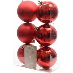 Onbreekbare rode kerstballen - 12 stuks - kerstversiering