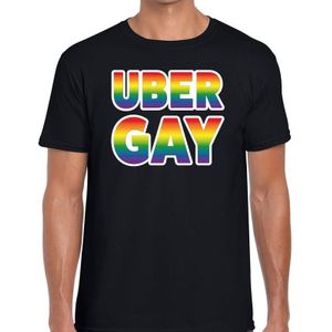 Uber gay gaypride t-shirt -  regenboog t-shirt zwart voor heren - Gay pride
