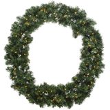 Kerstkrans/dennenkrans - groen - warm witte verlichting - D50 cm - kerstkransen