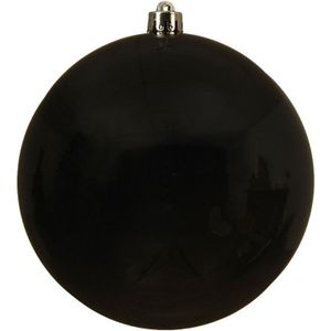 5x Grote zwarte kunststof kerstballen van 14 cm - glans - zwarte kerstboom versiering