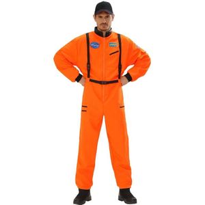 Astronauten kostuum oranje voor heren - astronautenpak