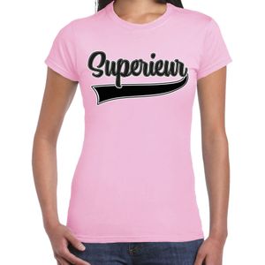 Bellatio Decorations Verkleed T-shirt voor dames - superieur - licht roze - foute party - carnaval