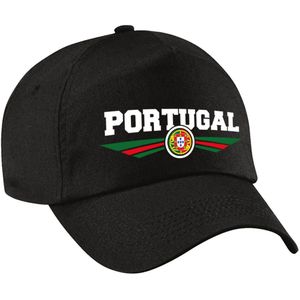 Portugal landen pet zwart volwassenen - Portugal baseball cap - EK / WK / Olympische spelen outfit