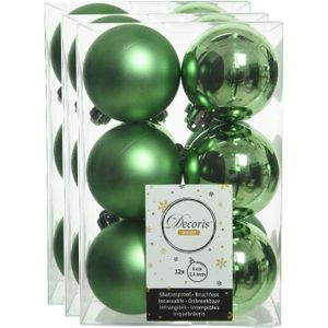 36x stuks kunststof kerstballen groen 6 cm - Mat/glans - Onbreekbare plastic kerstballen