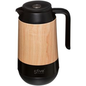 Koffie/thee thermoskan/isoleerkan 1 liter houtlook - Isoleerkannen voor warme / koude dranken