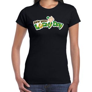 St. Patricks day t-shirt zwart voor dames - Its your lucky day - Ierse feest kleding / outfit / kostuum