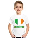Ierland kinder t-shirt met Ierse vlag in hart wit jongens en meisjes