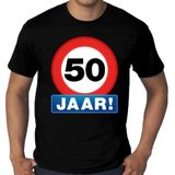 Grote maten stopbord / verkeersbord 50 jaar verjaardag t-shirt - zwart - heren - Abraham 50e verjaardag - Happy Birthday vijftig jaar shirts / kleding