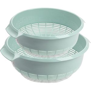 Forte plastics kunststof keuken vergieten combi voordeelset mintgroen 27 x 10 cm en 23 x 9 cm