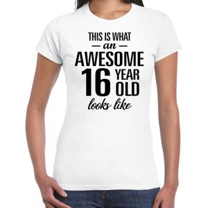 Awesome 16 year - geweldige 16 jaar cadeau t-shirt wit dames -  Verjaardag cadeau