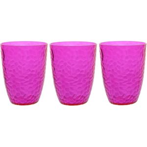 6x stuks kunststof bekers roze 20 cl - Campingservies drinkbekers herbruikbaar