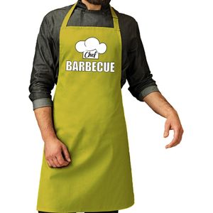 Chef barbecue schort / keukenschort lime groen heren