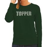 Glitter Topper foute trui groen met steentjes/ rhinestones voor dames - Glitter kleding/ foute party outfit