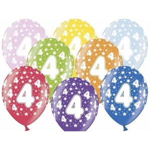 30x stuks verjaardag ballonnen 4 jaar thema met sterretjes - Leeftijd feestartikelen en versiering