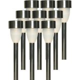 9x Buiten/tuin LED RVS stekers Nova solar verlichting 26 cm - Tuinverlichting - Tuinlampen - Solarlampen op zonne-energie