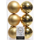 42x Gouden kunststof kerstballen 8 cm - Mat/glans - Onbreekbare plastic kerstballen - Kerstboomversiering goud