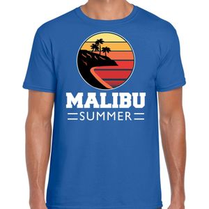 Malibu zomer t-shirt / shirt Malibu summer voor heren - blauw - beach party outfit / vakantie kleding / strand feest shirt