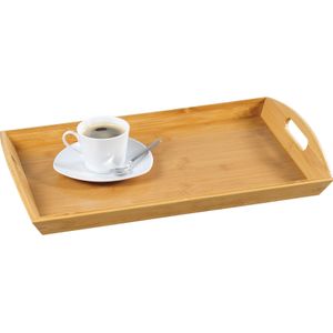 Bamboe houten dienblad 31 x 48 cm met opstaande rand - Dranken serveren - Serveerbladen/dienbladen van hout