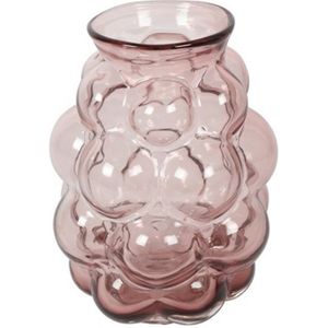 Countryfield Bloemenvaas Bubblegum Medium - transparant glas - lichtroze - D16 x H21 cm - handgemaakte vaas