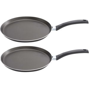 Set van 2x stuks aluminium professionele pannekoekenpan Chef-line Pro met anti-aanbak laag 24 cm