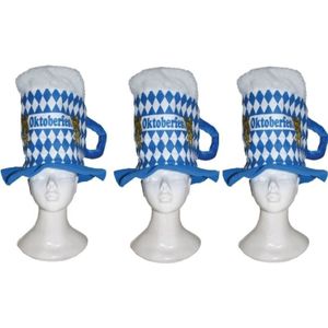 3x Bierpul Oktoberfest hoed - Themafeest - Bierfeest - Verkleedkleding