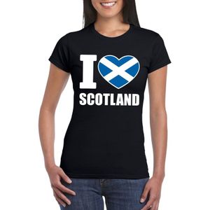 Zwart I love Schotland supporter shirt dames - Schots t-shirt dames