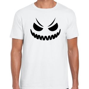 Spook gezicht halloween verkleed t-shirt wit voor heren - horror shirt / kleding / kostuum