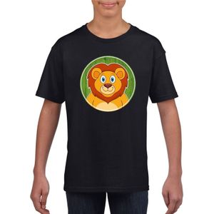 Kinder t-shirt zwart met vrolijke leeuw print - leeuwen shirt - kinderkleding / kleding