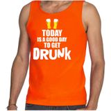 Oranje fan bier tanktop voor heren - today is a good day to get drunk - Koningsdag - mouwloos t-shirt - EK/ WK kleding