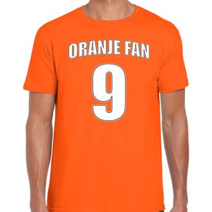 Oranje fan t-shirt voor heren - Oranje fan nummer 9 - Nederland supporter - EK/ WK shirt / outfit