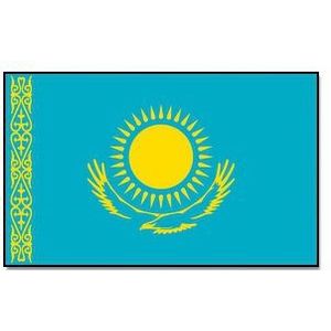 Vlag Kazachstan 90 x 150 cm feestartikelen -Kazachstan landen thema supporter/fan decoratie artikelen