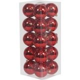 Kerstversiering kunststof kerstballen met piek rood glans 6-8-10 cm pakket van 63x stuks - Kerstboomversiering
