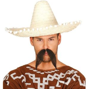 Naturel sombrero/Mexicaanse hoed 45 cm - Mexico thema verkleedkleding hoeden voor volwassenen