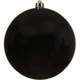4x Grote zwarte kunststof kerstballen van 14 cm - glans - zwarte kerstboom versiering