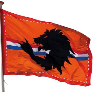 3x Mega oranje Holland stadion vlag met leeuw 300x200 cm - Oranje feest/ Ek/ Wk versiering/ straatversiering artikelen