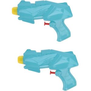 3x Mini waterpistolen/waterpistool blauw van 15 cm kinderspeelgoed - waterspeelgoed van kunststof - kleine waterpistolen