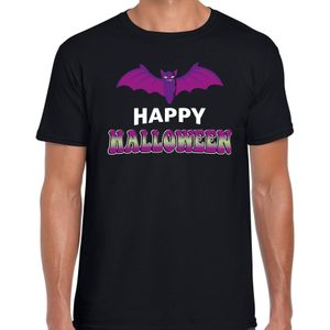 Vleermuis / happy halloween verkleed t-shirt zwart voor heren - horror shirt / kleding / kostuum