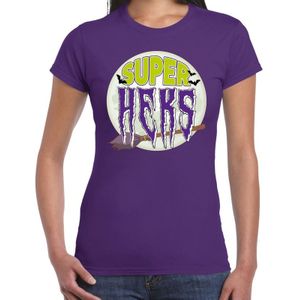 Halloween Super heks verkleed t-shirt paars voor dames - horror shirt / kleding / kostuum