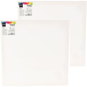 Canvas schilderij doek/paneel - 2x - schilderdoeken/verfdoeken - wit - 40 x 40 cm
