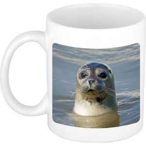 Dieren grijze zeehond foto mok 300 ml - cadeau beker / mok zeehonden liefhebber