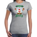 Bellatio Decorations fout kersttrui t-shirt dames - Kerstman sneeuwbol - grijs - Shake Your Booty