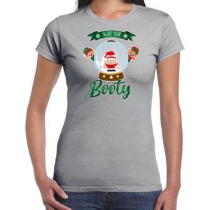 Bellatio Decorations fout kersttrui t-shirt dames - Kerstman sneeuwbol - grijs - Shake Your Booty