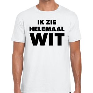 Ik zie helemaal wit tekst t-shirt wit heren - heren fun shirt