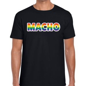 Macho gaypride regenboog t-shirt zwart voor heren - Gay pride