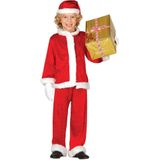 Budget pluche Kerstman verkleed kostuum voor kinderen 3-delig - Kerstmannen pak met jas broek en muts