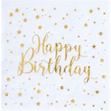 Verjaardag feest servetten happy birthday - 50x - wit - 33 x 33 cm