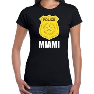 Police embleem Miami t-shirt zwart voor dames - politie agent - verkleedkleding / kostuum