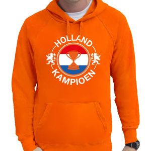 Oranje fan hoodie voor heren - Holland kampioen met beker - Holland / Nederland supporter - EK/ WK hooded sweater / outfit